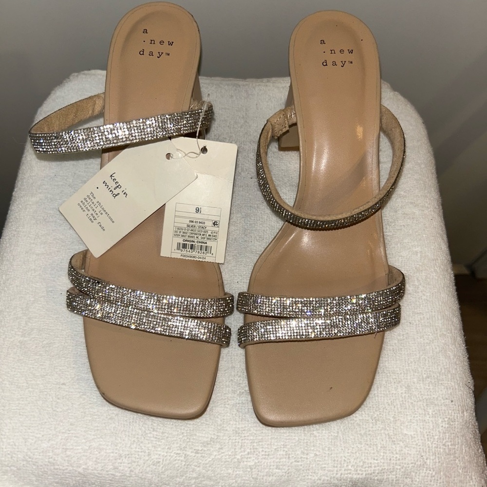 Target/A New Day "Stacy" Rhinestone Mule Block Heels